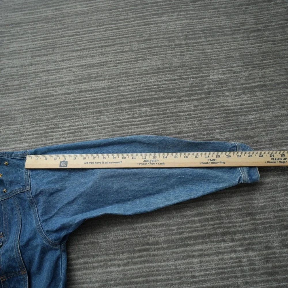 On The Verge Denim Jacket Women Vintage‎ Stars Hearts Pockets Blue Jean XL